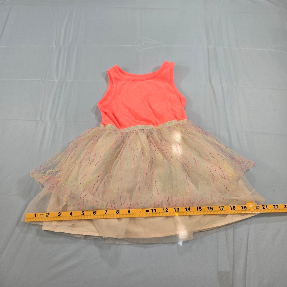 Cat & Jack Tulle Rainbow Sprinkles Dress Toddler 4T Coral Pink Sleeveless Scoop - Picture 5 of 9